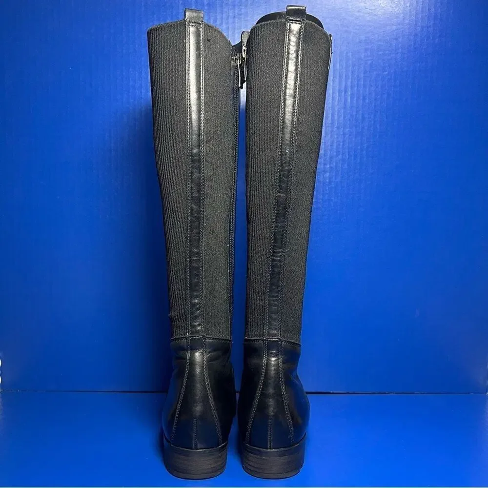 Paul Green‎ Vario 31427 Leather Knee High Boots Black Point Toe Womens 5.5